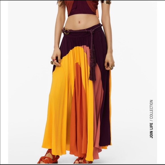 ZARA NWT LONG HIGH WAIST FLOWING SKIRT size small - Picture 4 of 8